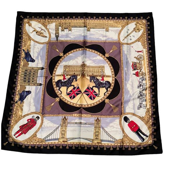 Vintage Art of the Scarf 34x34 Square Scarf from Tie Rack Ltd London Royals - Picture 1 of 15